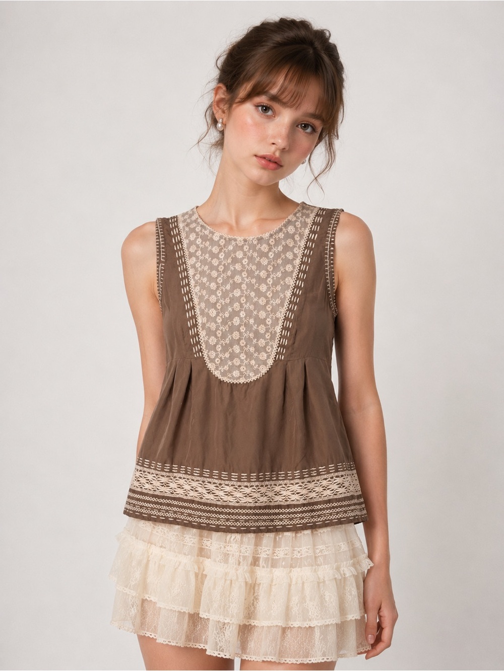 Cottagecore 100% Silk Lace Peasant Blouse Hand Stitched Twee Feminine Earthy